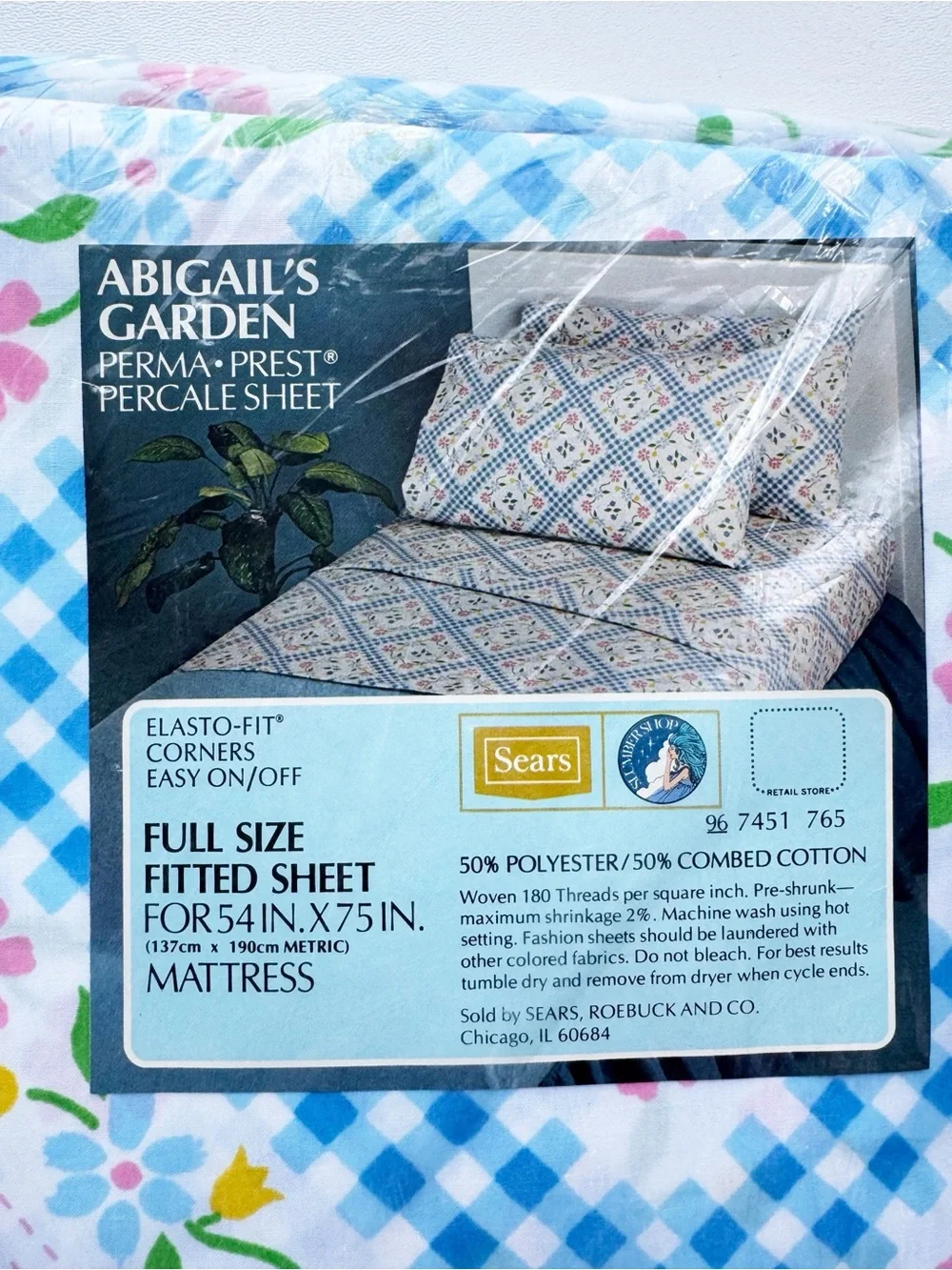 Vintage Sears Abigail’s Garden Perma•Prest Percale fitted sheet - NEW OLD STOCK